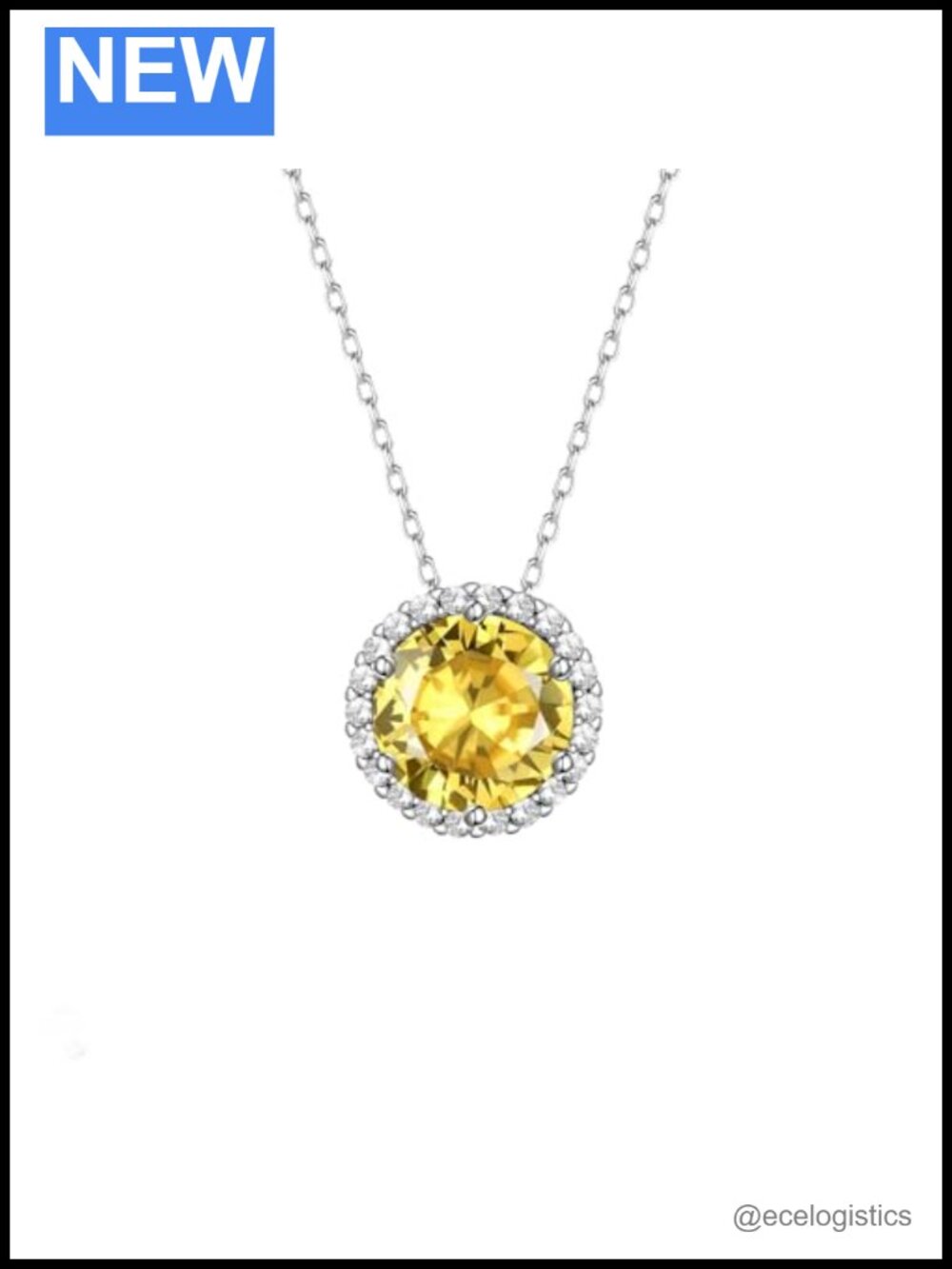 Essentials 925 Sterling Silver Birthstone Necklace Round Pendant Jewelry